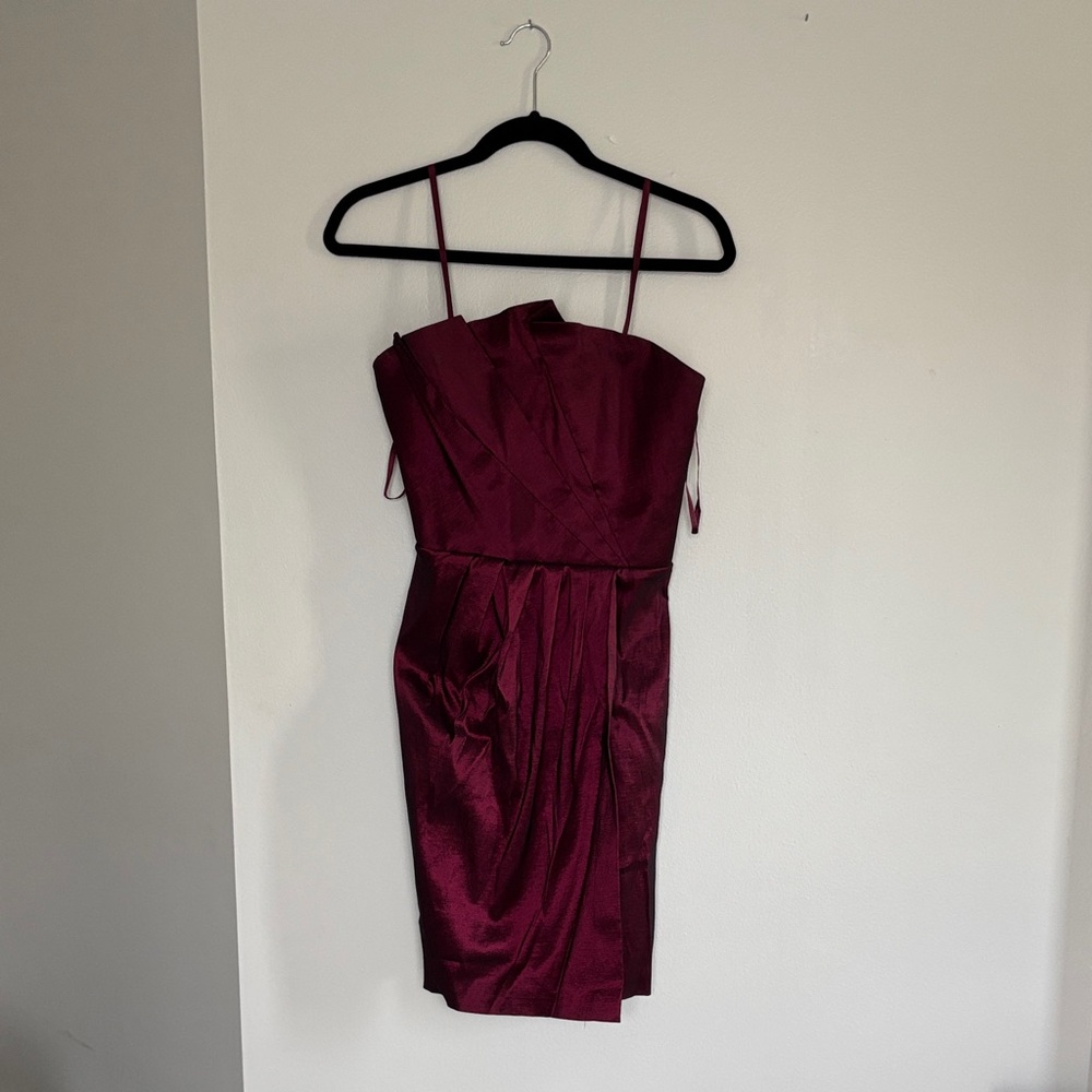 Max & Cleo Strapless Wine Dress